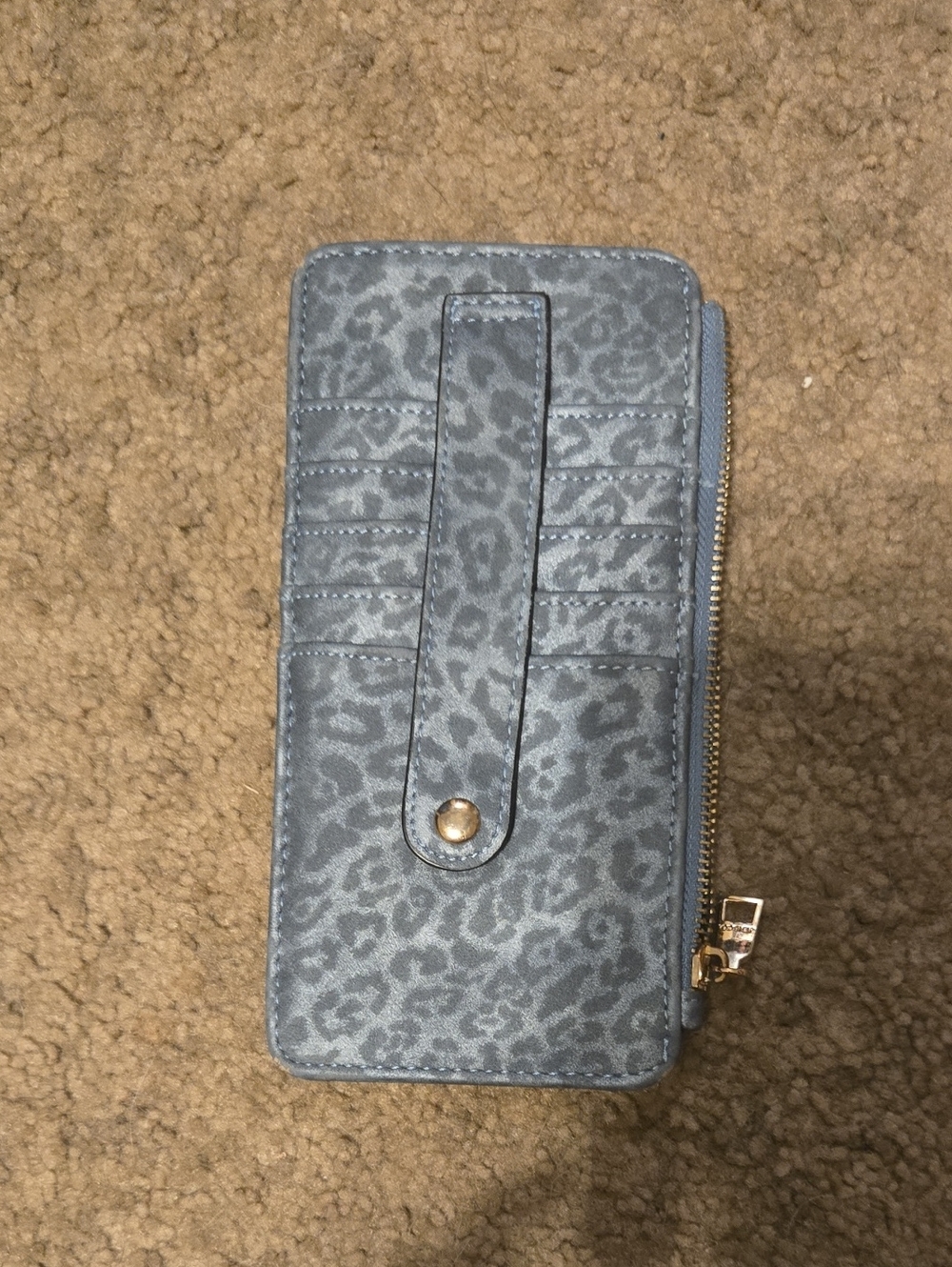 Greyish Blue Leopard Print Zip Wallet